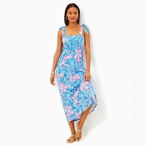NWOT Lilly Pulitzer Kailua Smocked Maxi Dress Bahamian Rhapsody. Size Large